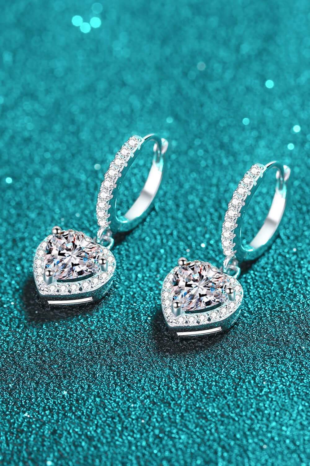 Moissanite Heart-Shaped Drop Earrings - EMMY