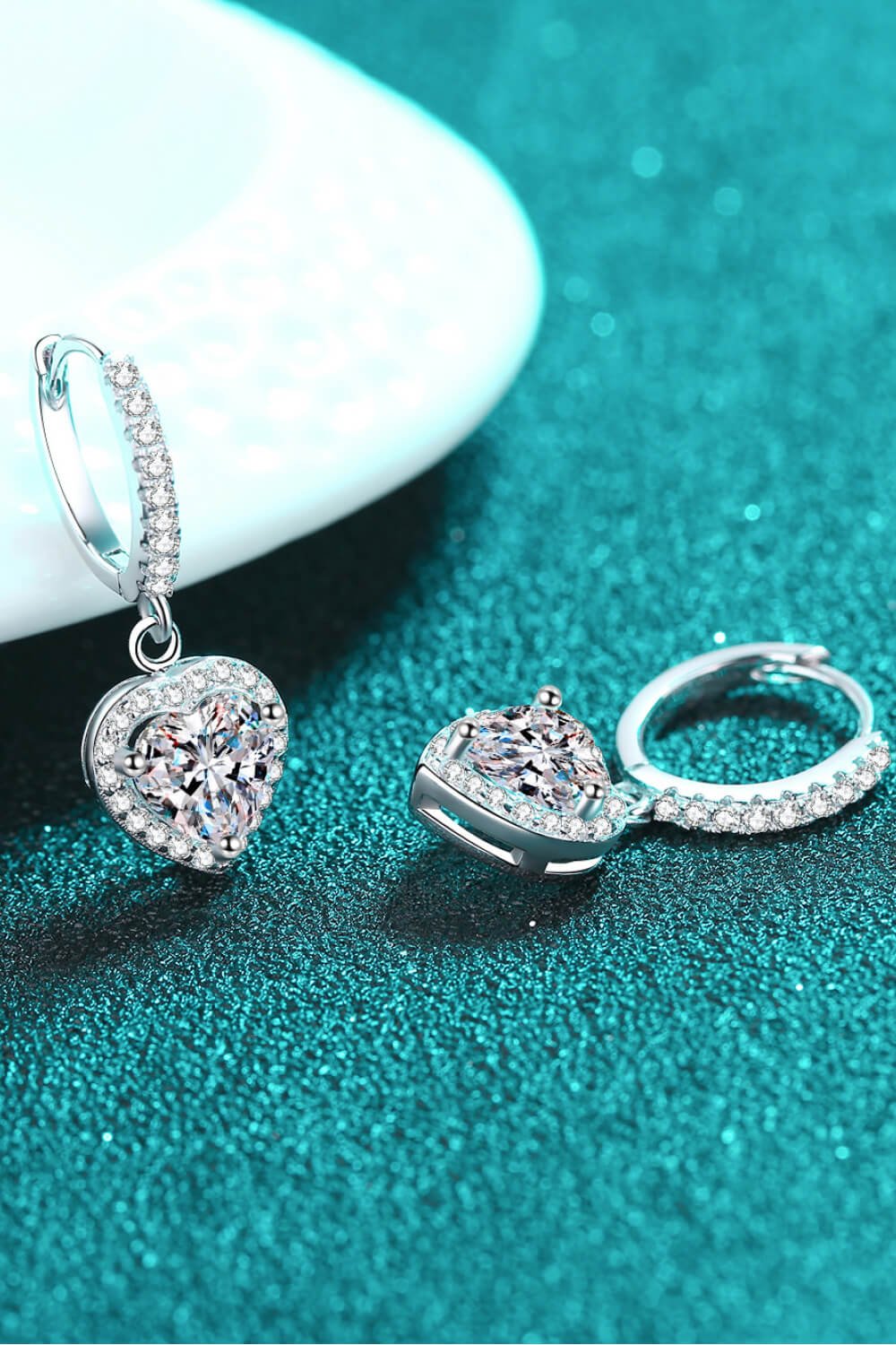 Moissanite Heart-Shaped Drop Earrings - EMMY