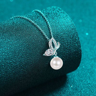 Natural Pearl Pendant Moissanite 925 Sterling Silver Necklace - EMMY