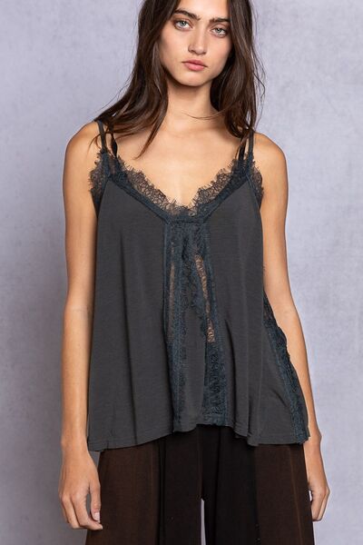 POL Lace Detail V-Neck Cami - EMMY