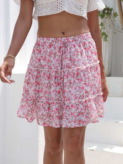 Printed Elastic Waist Mini Skirt - EMMY