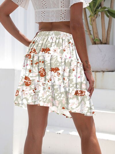 Printed Elastic Waist Mini Skirt - EMMY