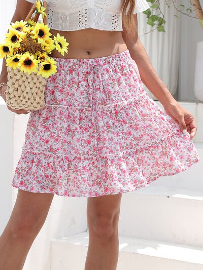 Printed Elastic Waist Mini Skirt - EMMY