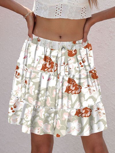 Printed Elastic Waist Mini Skirt - EMMY