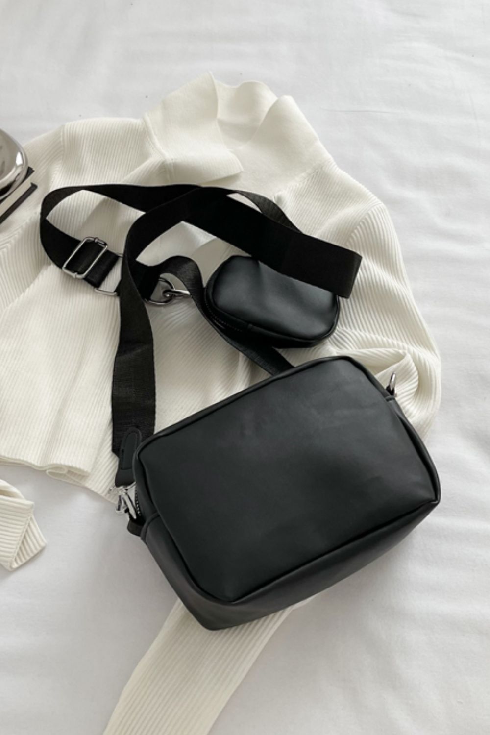 PU Leather Shoulder Bag with Small Purse - EMMY