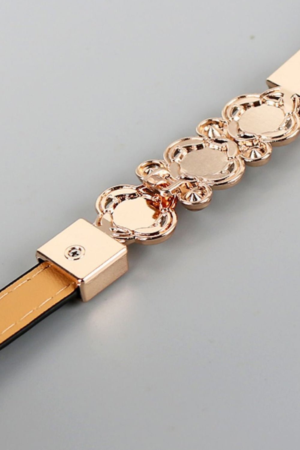 Rhinestone Flower Adjustable PU Leather Belt - EMMY