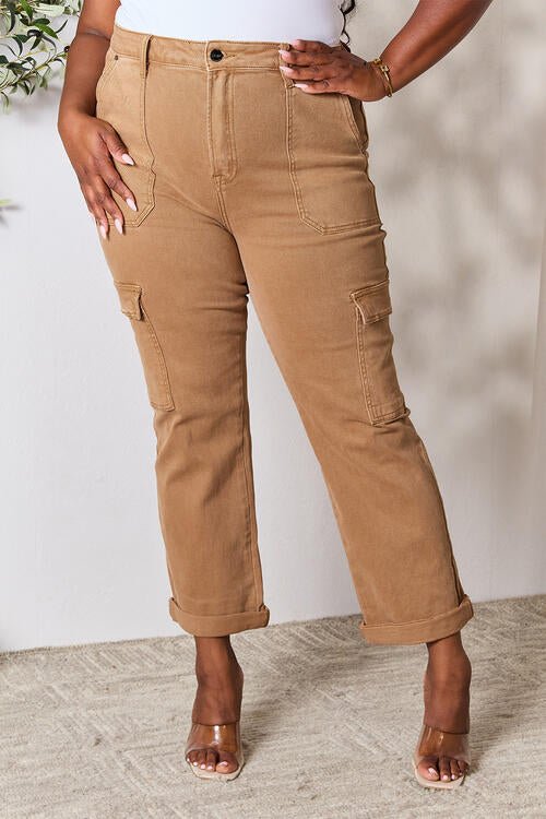 Risen Full Size High Waist Straight Jeans with Pockets - EMMY