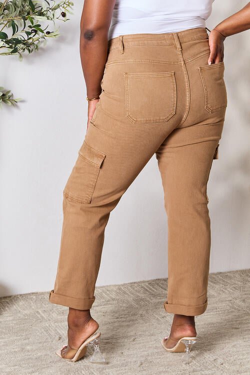 Risen Full Size High Waist Straight Jeans with Pockets - EMMY