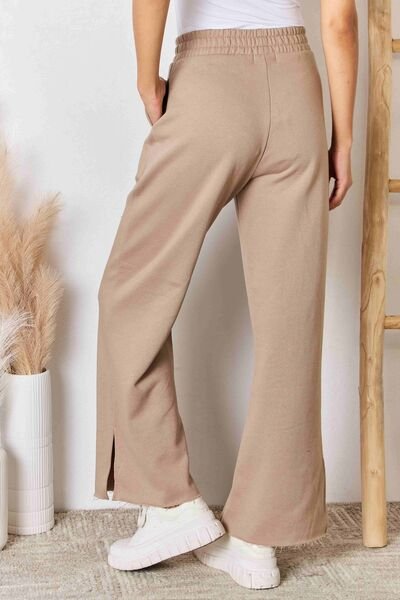 RISEN Wide Waistband Slit Wide Leg Pants - EMMY