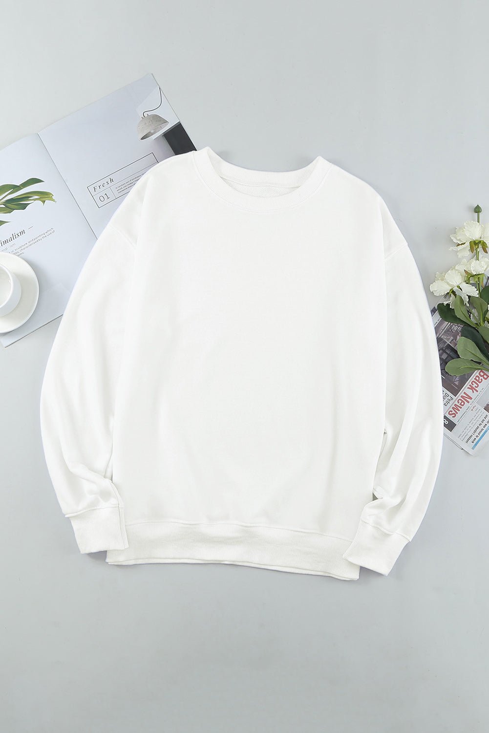 Round Neck Dropped Shoulder Sweatshirt - EMMY