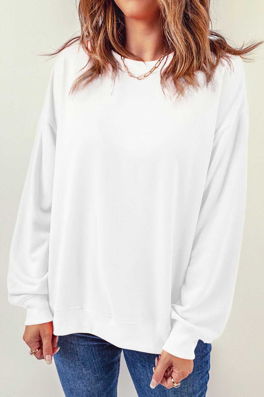 Round Neck Dropped Shoulder Sweatshirt - EMMY