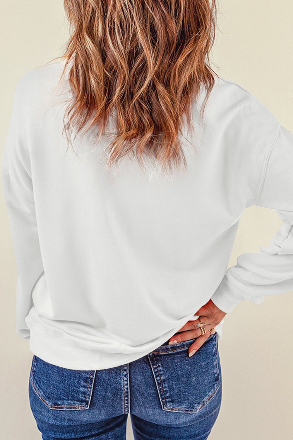 Round Neck Dropped Shoulder Sweatshirt - EMMY