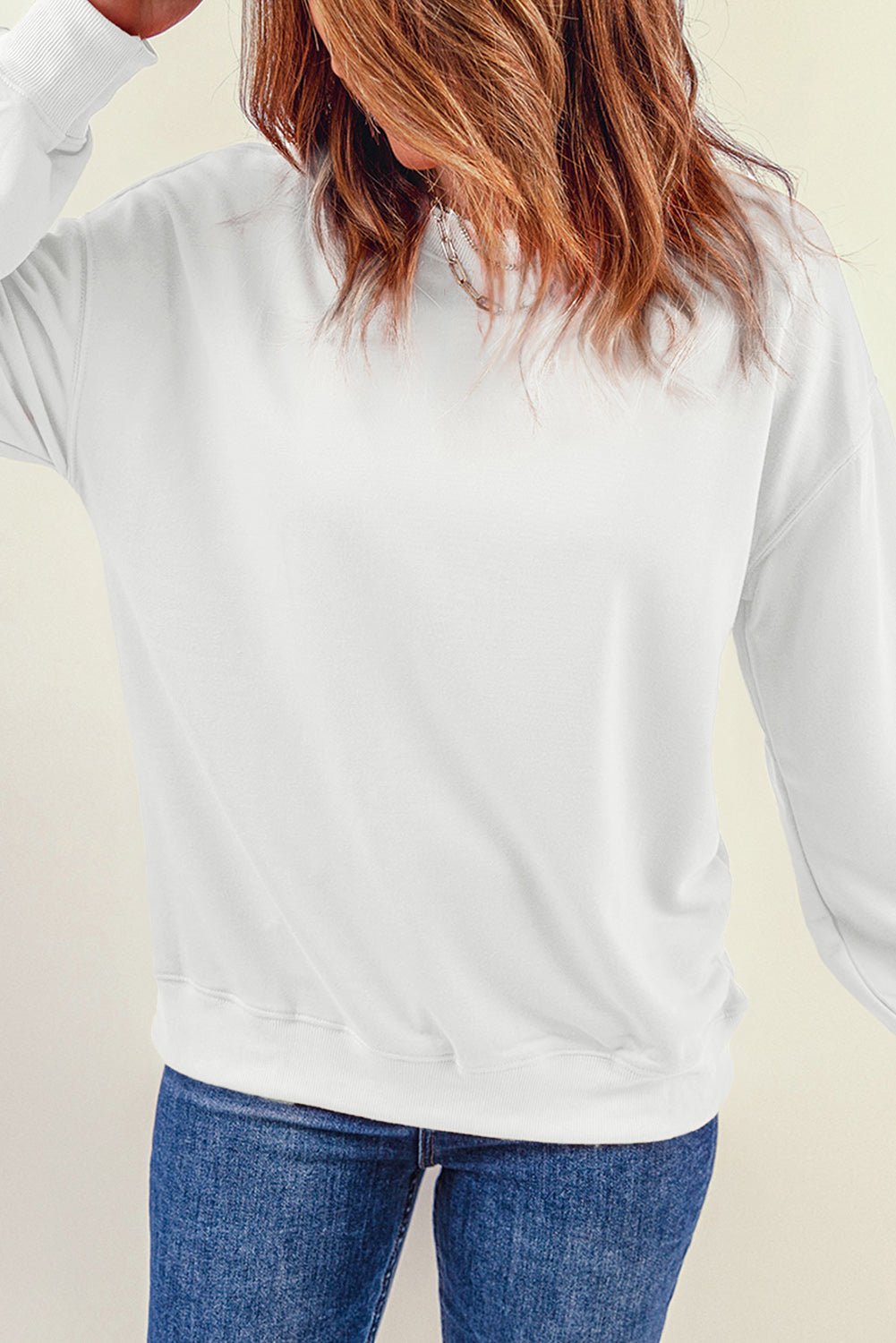 Round Neck Dropped Shoulder Sweatshirt - EMMY