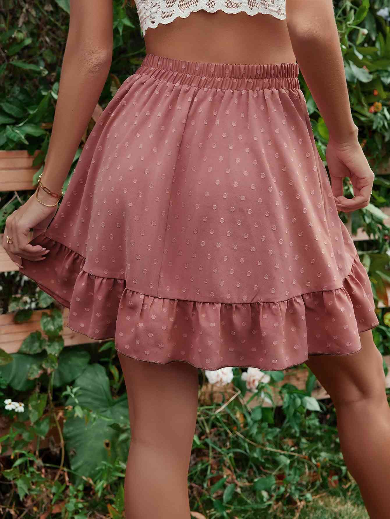 Ruffle Hem Elastic Waist Mini Skirt - EMMY