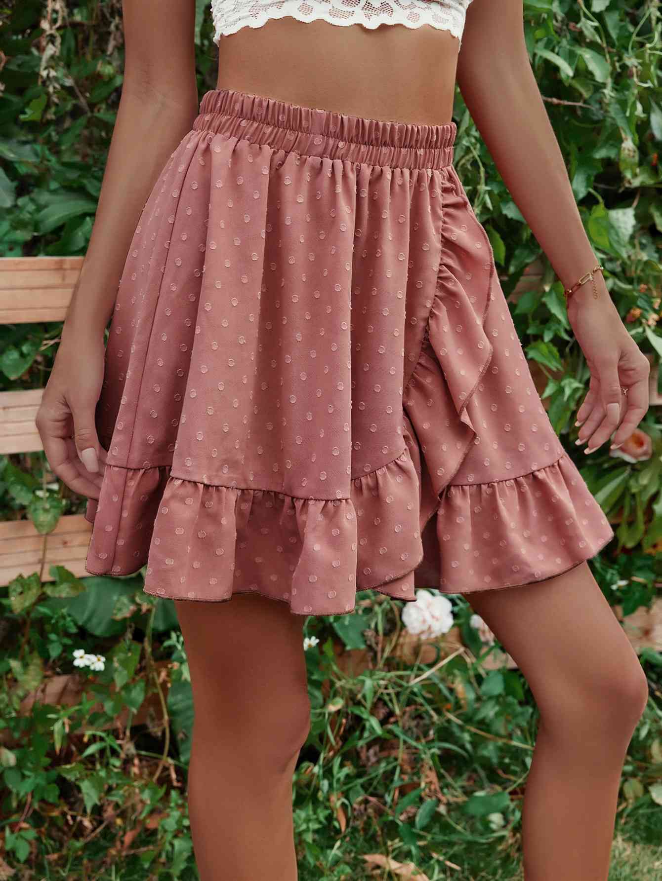 Ruffle Hem Elastic Waist Mini Skirt - EMMY