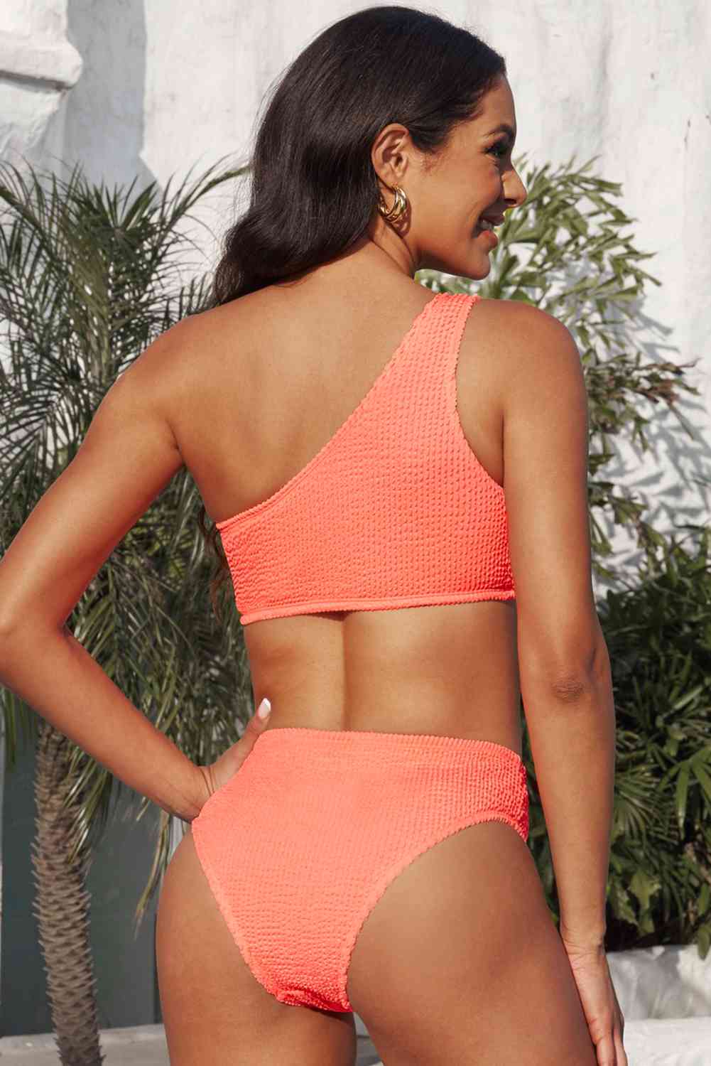 Textured One-Shoulder Bikini Set - EMMY