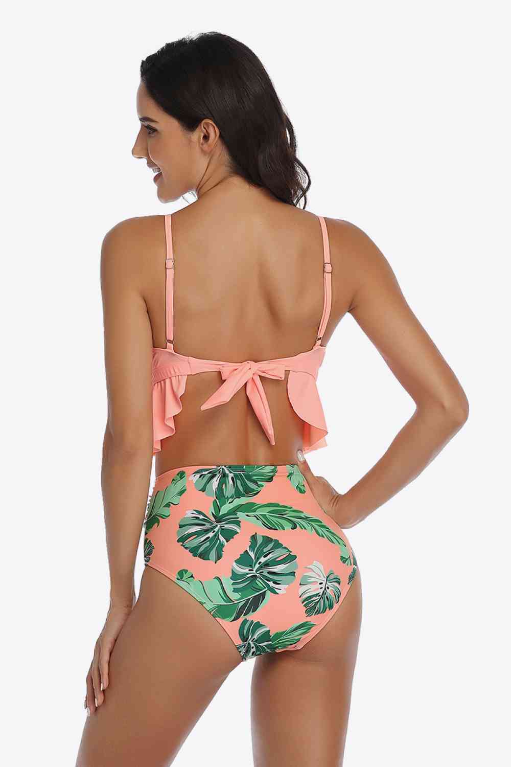 Tropical Print Ruffled Two-Piece Swimsuit - EMMY