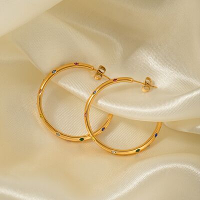 Zircon 18K Gold-Plated C-Hoop Earrings - EMMY