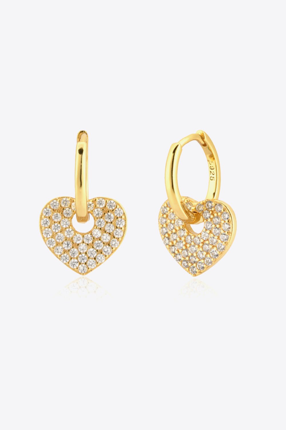 Zircon Heart Drop Huggie Earrings - EMMY