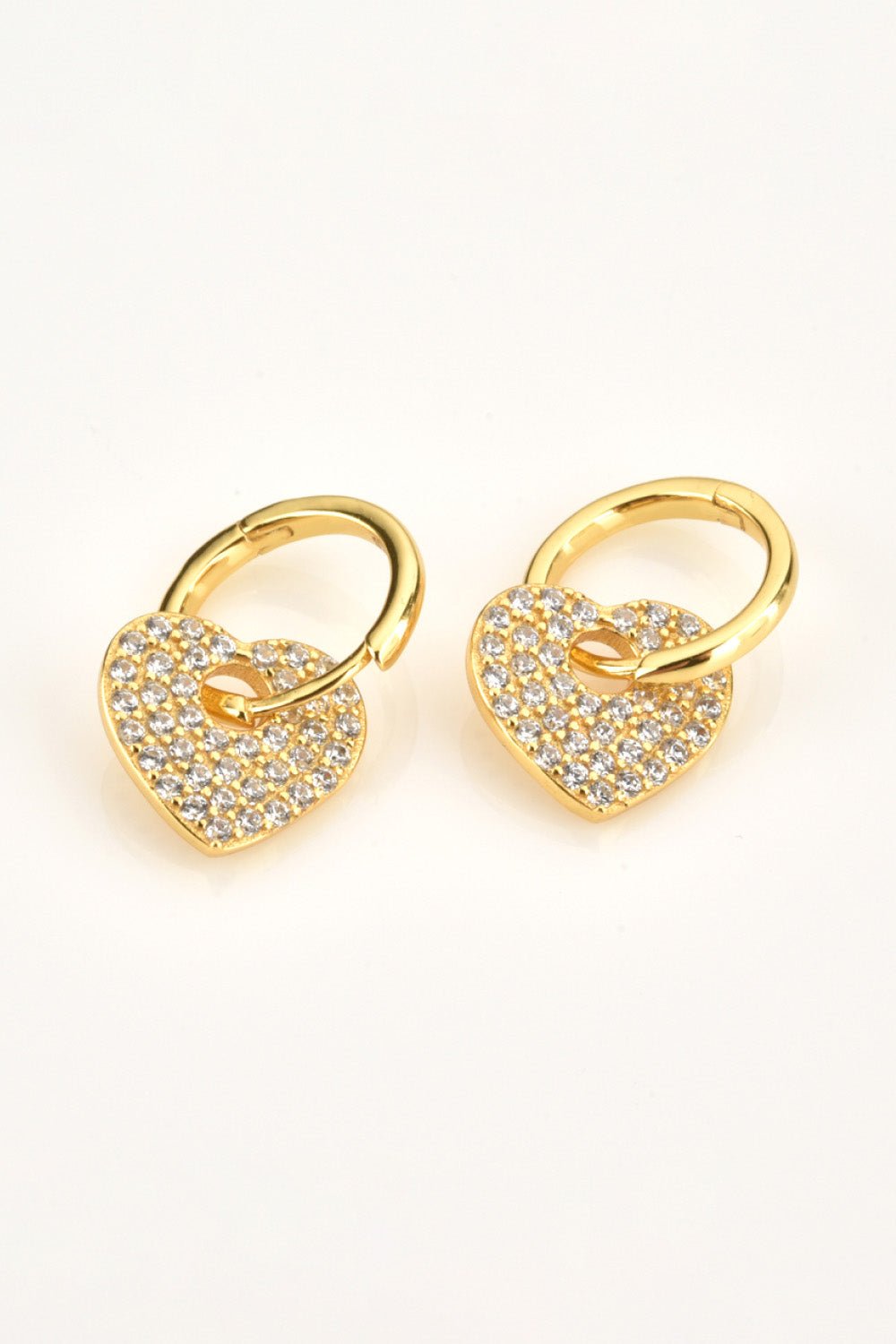 Zircon Heart Drop Huggie Earrings - EMMY