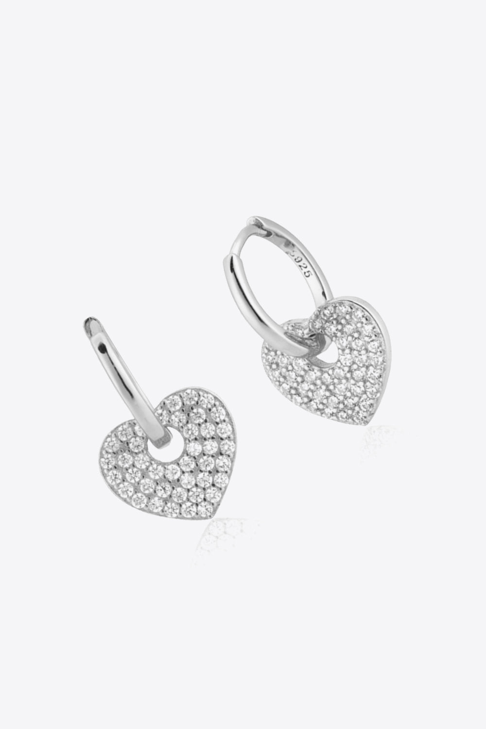 Zircon Heart Drop Huggie Earrings - EMMY