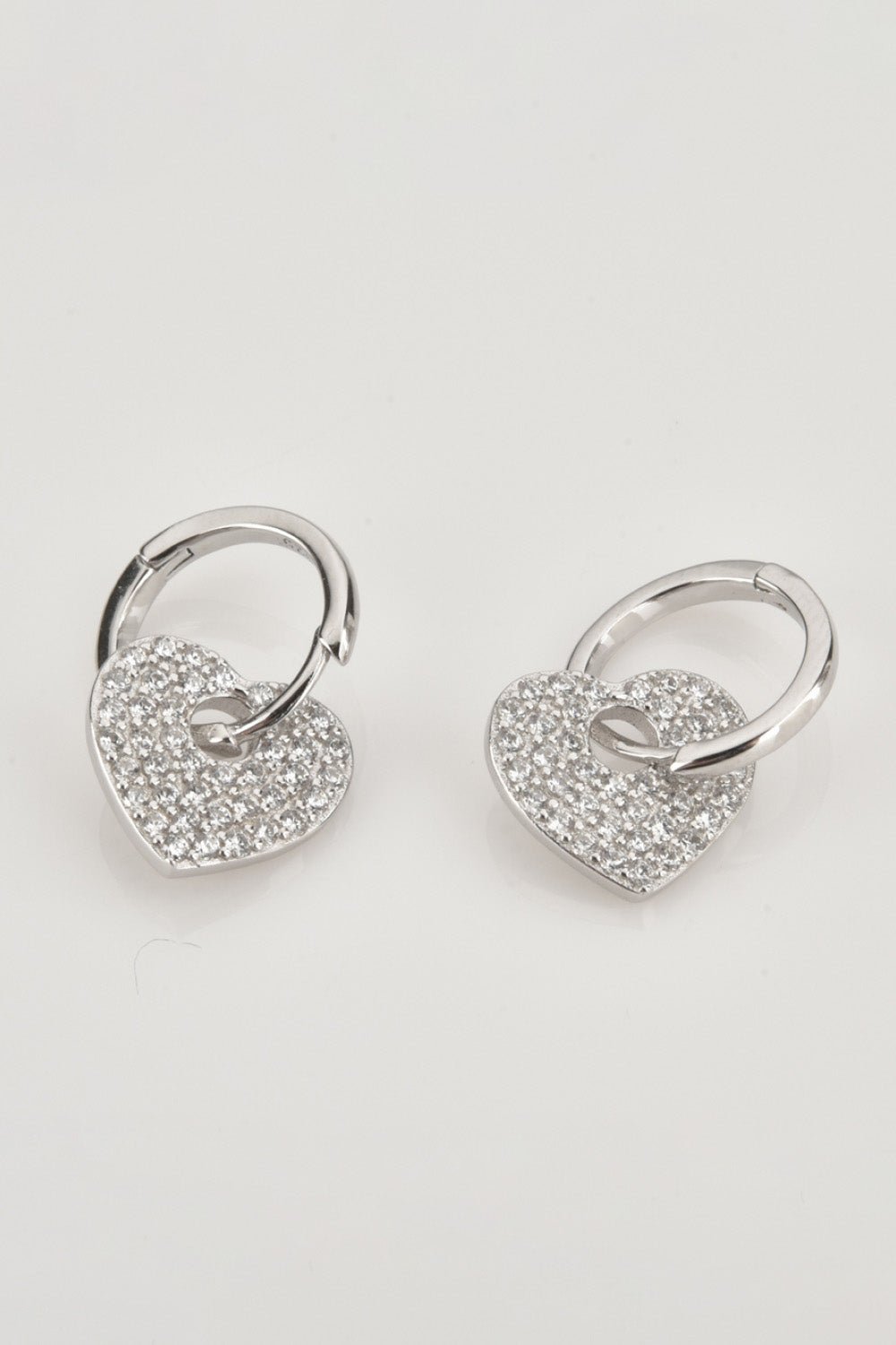 Zircon Heart Drop Huggie Earrings - EMMY