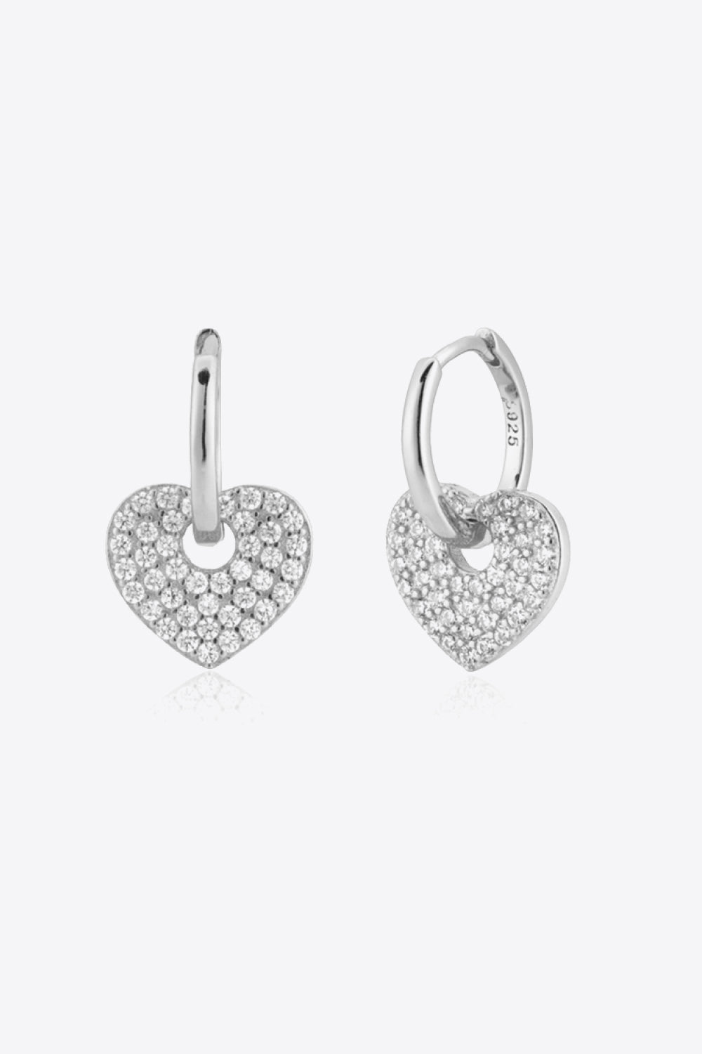 Zircon Heart Drop Huggie Earrings - EMMY