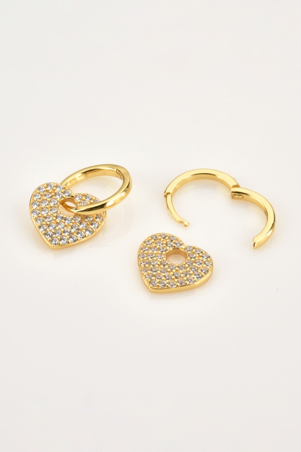 Zircon Heart Drop Huggie Earrings - EMMY