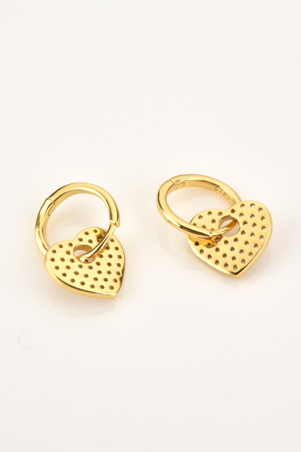 Zircon Heart Drop Huggie Earrings - EMMY