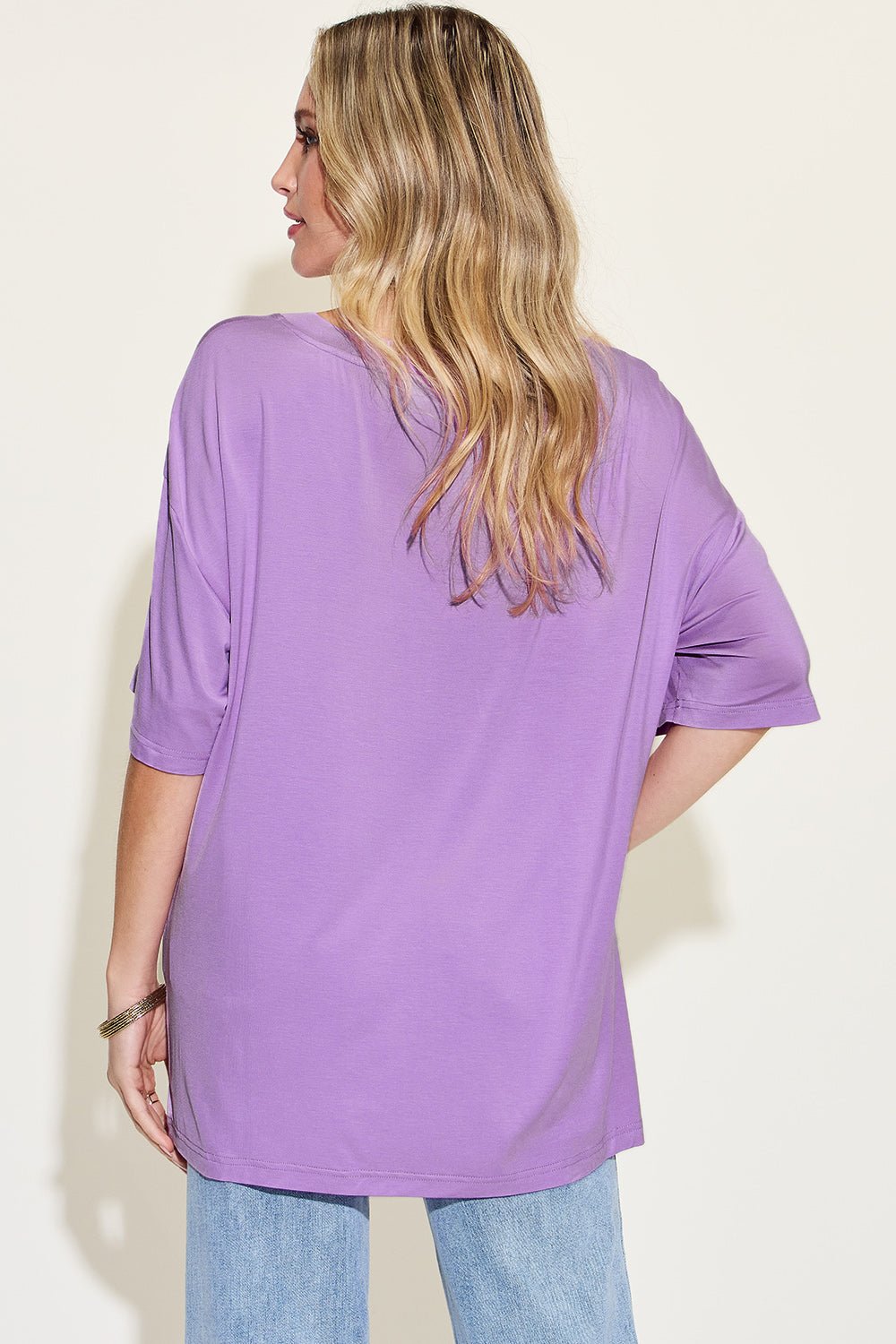 Bamboo V-Neck Drop Shoulder T-Shirt - EMMY