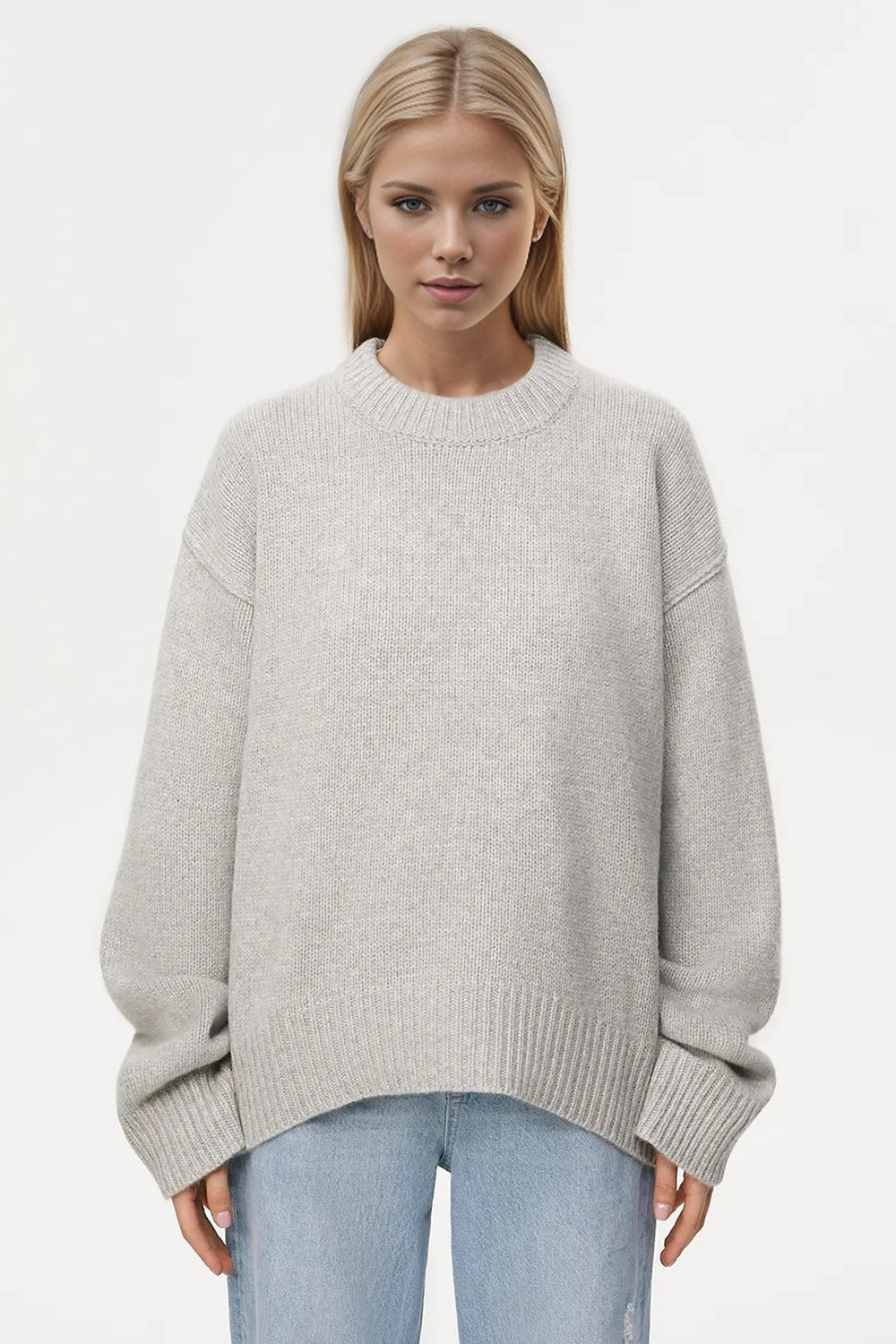 Basic Bae Round Neck Dropped Shoulder Sweater - EMMY