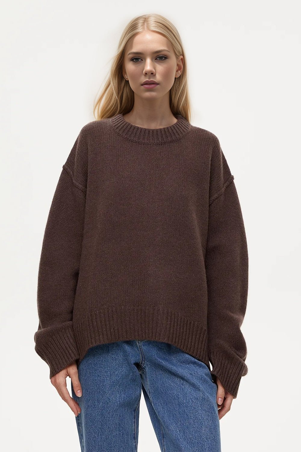 Basic Bae Round Neck Dropped Shoulder Sweater - EMMY