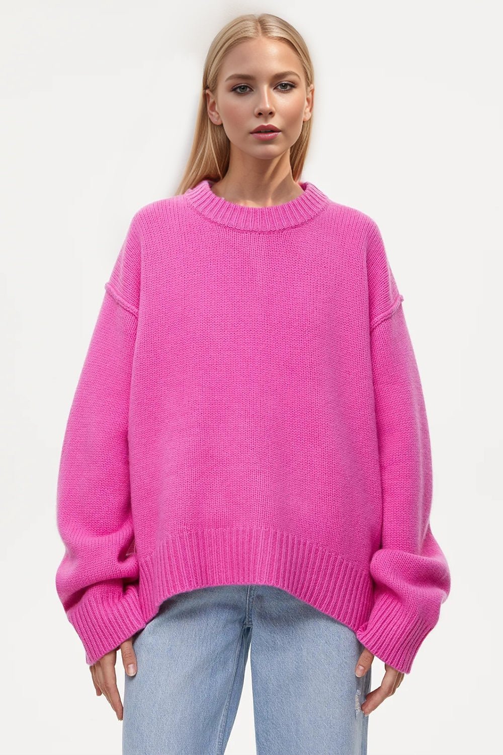 Basic Bae Round Neck Dropped Shoulder Sweater - EMMY