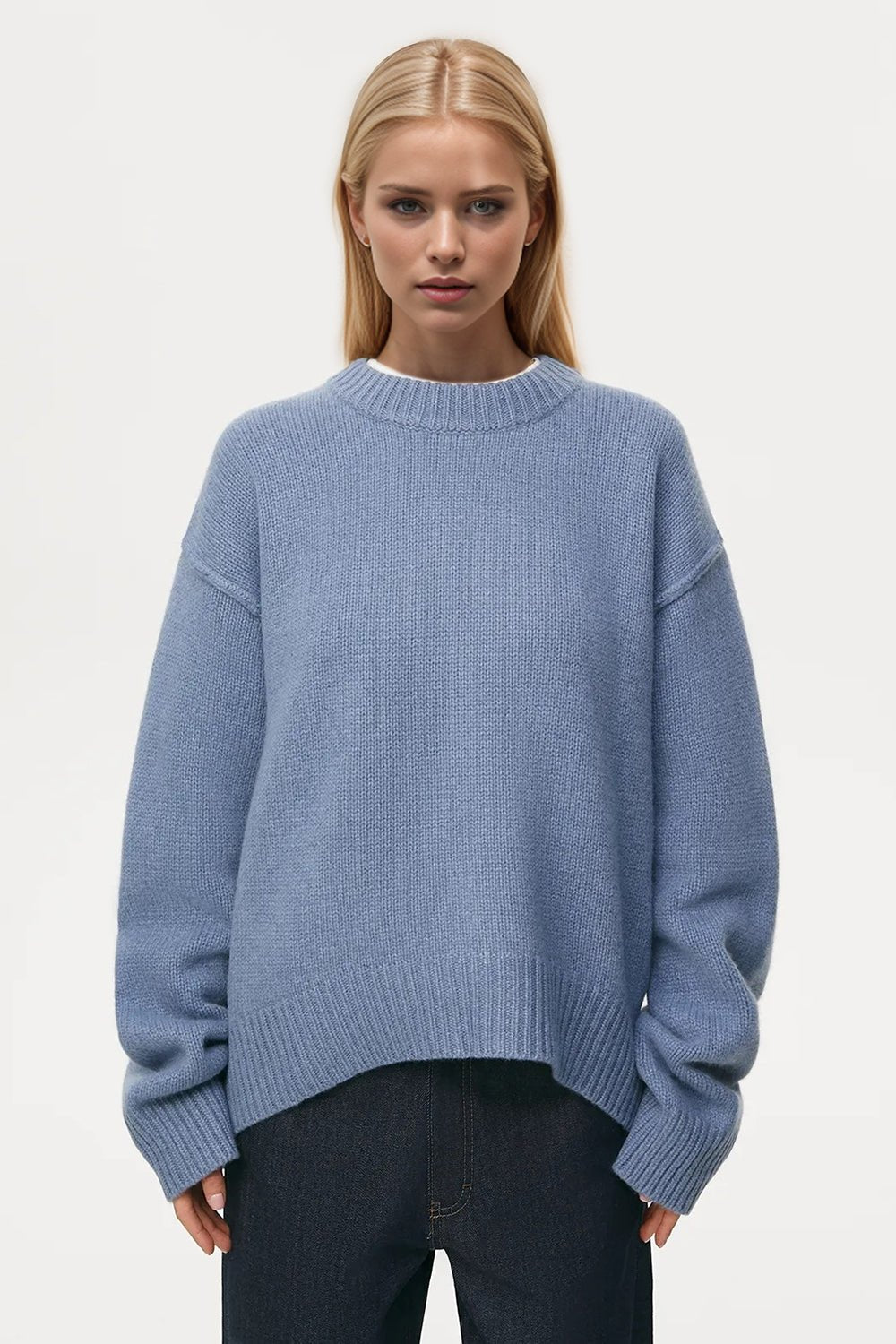 Basic Bae Round Neck Dropped Shoulder Sweater - EMMY