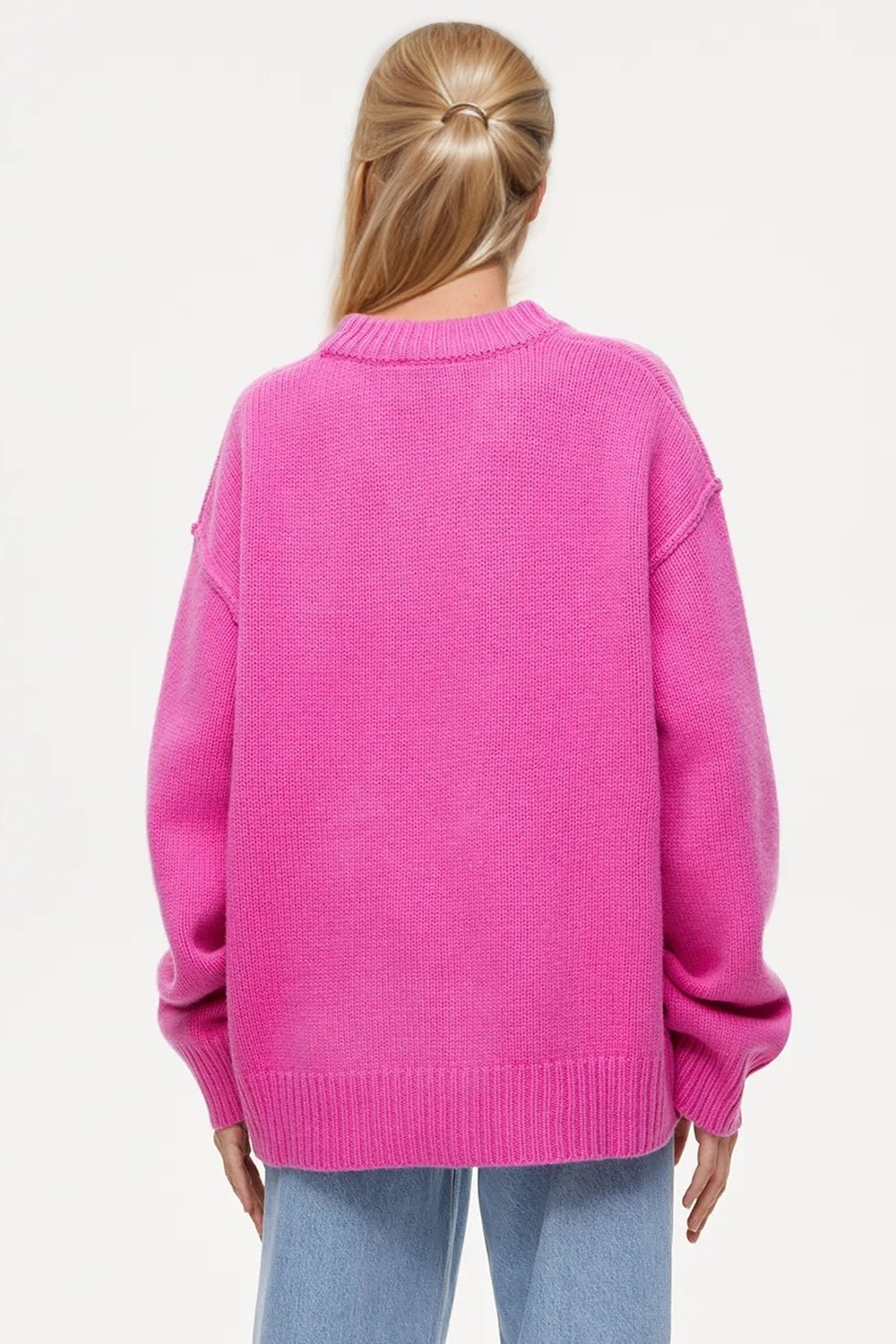 Basic Bae Round Neck Dropped Shoulder Sweater - EMMY