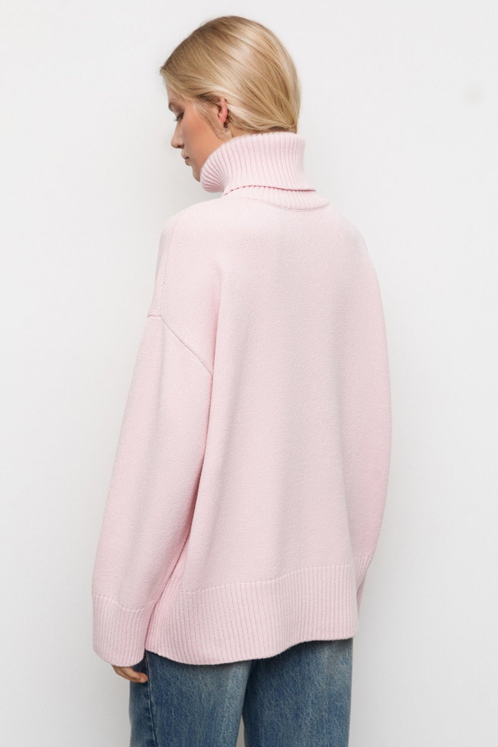 Basic Bae Turtleneck Dropped Shoulder Long Sleeve Sweater - EMMY