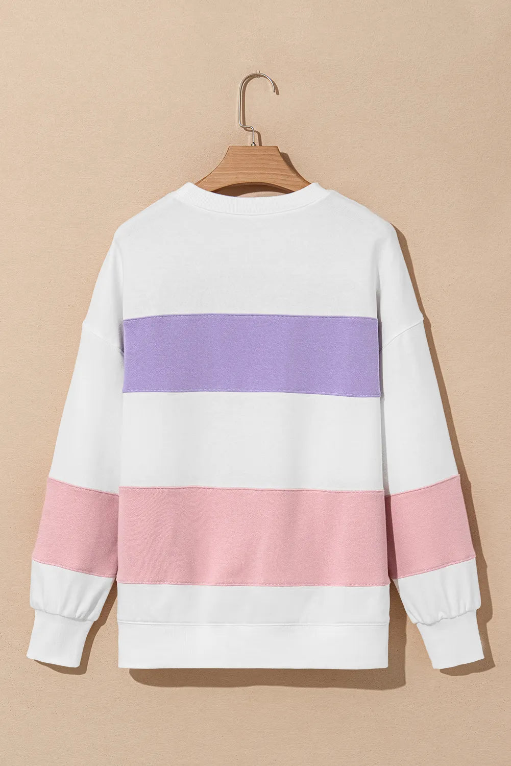 Color Block Round Neck Long Sleeve Sweatshirt - EMMY