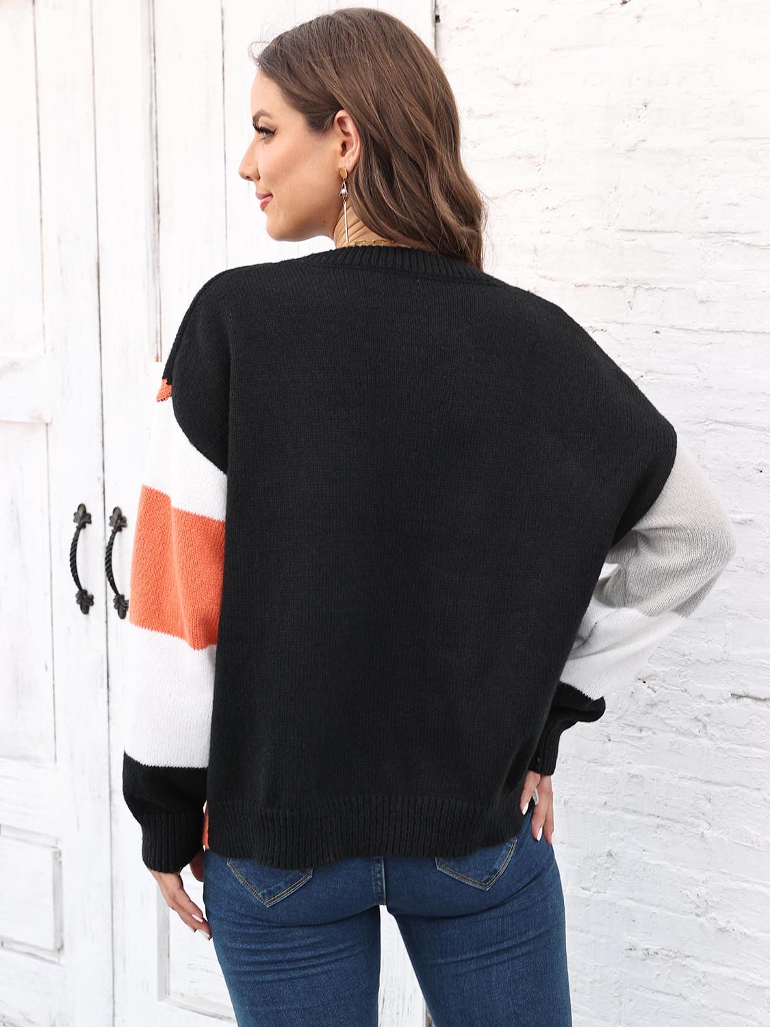 Color Block Round Neck Sweater - EMMY