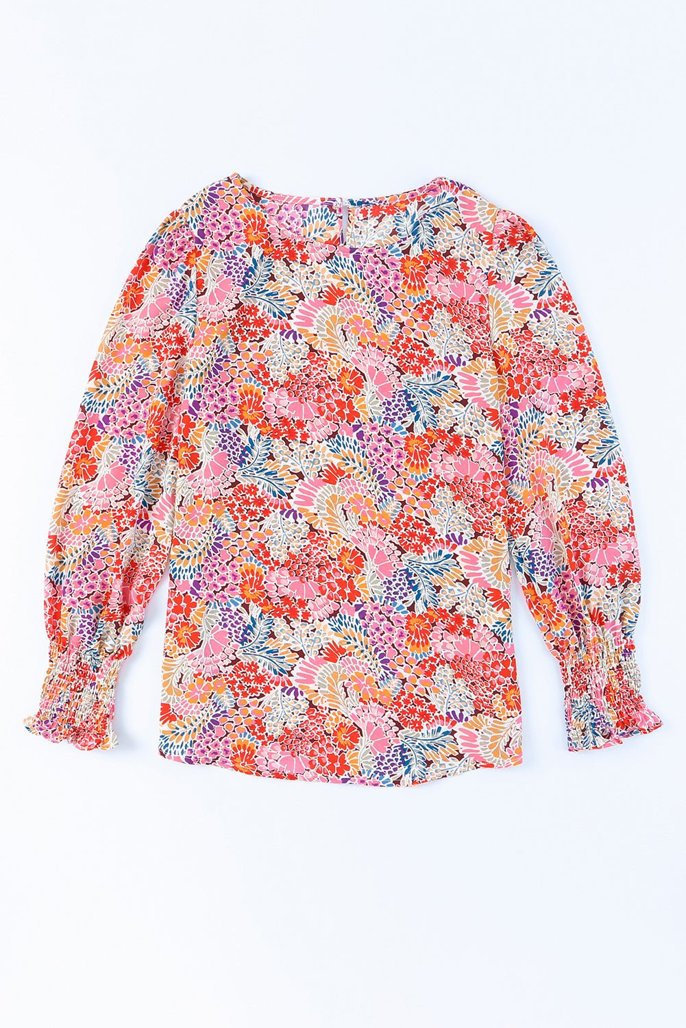 Floral Print Long Puff Sleeve Blouse - EMMY