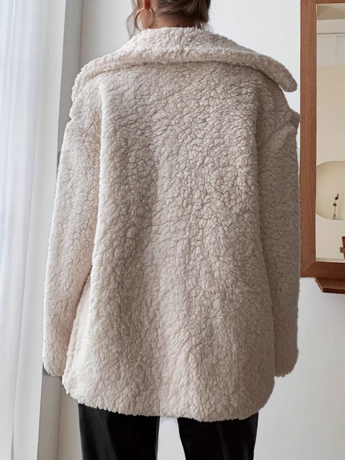 Fuzzy Open Front Long Sleeve Coat - EMMY