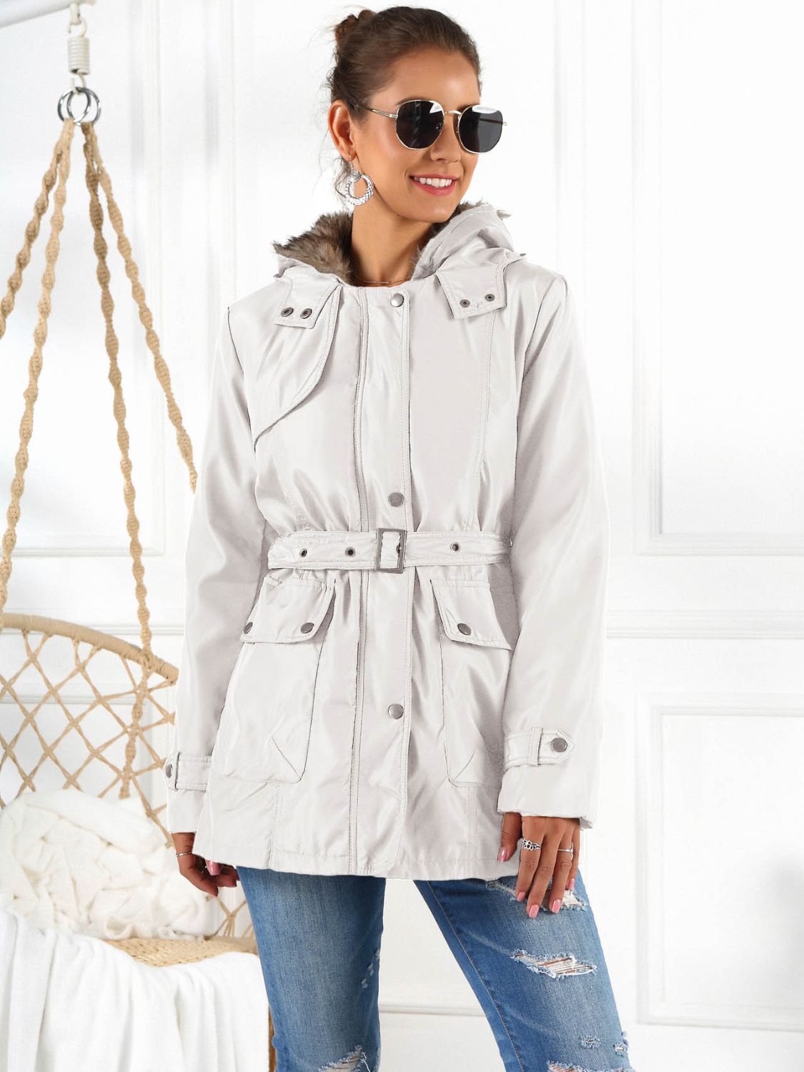 Ivy Lane Full Size Hooded Jacket with Detachable Liner (Three - Way Wear) - EMMY