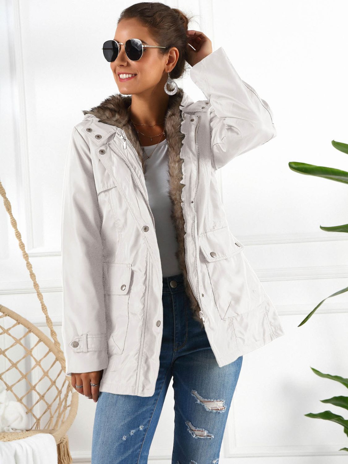 Ivy Lane Full Size Hooded Jacket with Detachable Liner (Three - Way Wear) - EMMY