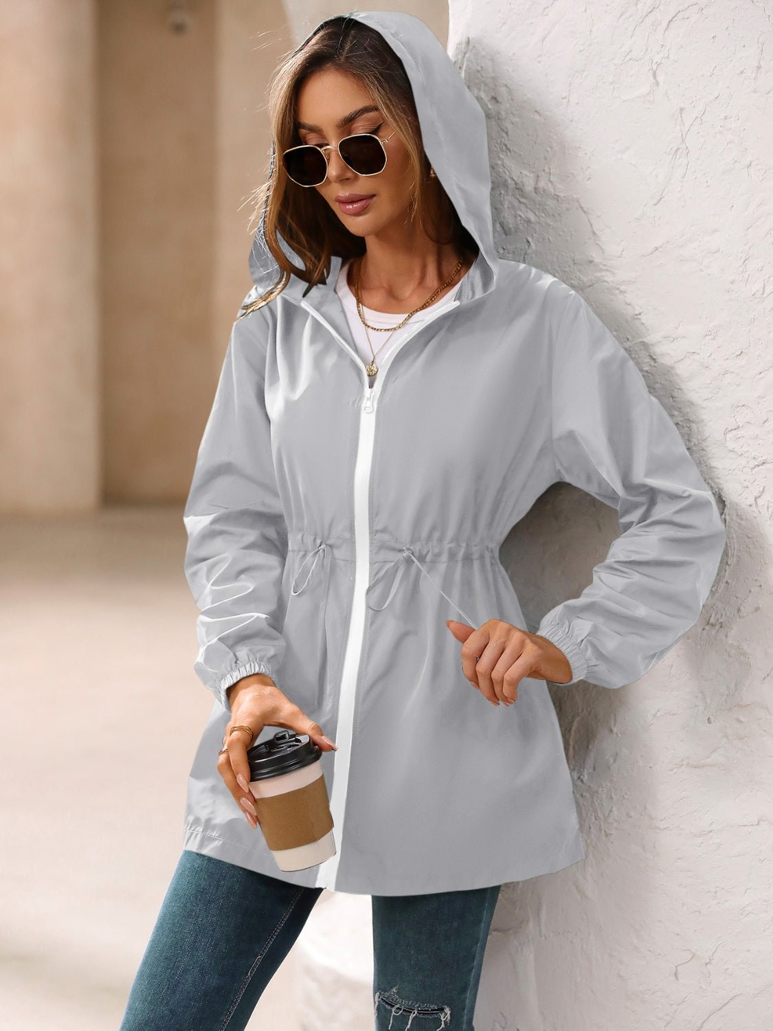 Ivy Lane Outdoor Waterproof Long Sleeve Hooded Windbreaker - EMMY