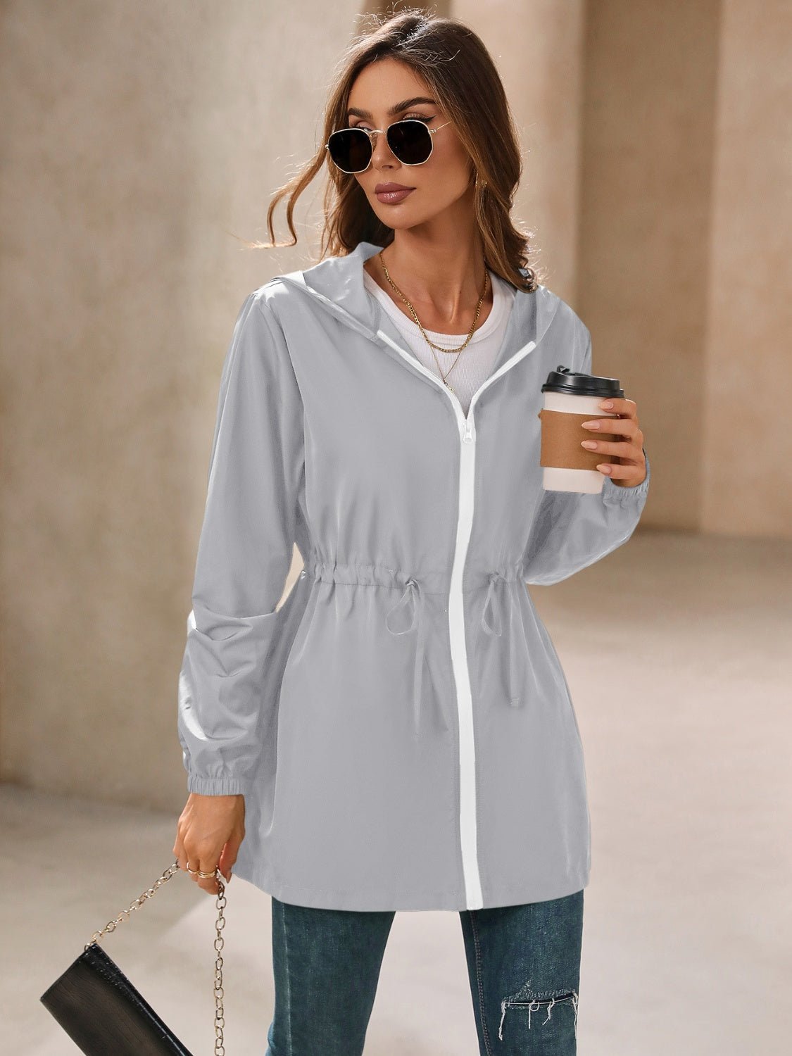 Ivy Lane Outdoor Waterproof Long Sleeve Hooded Windbreaker - EMMY