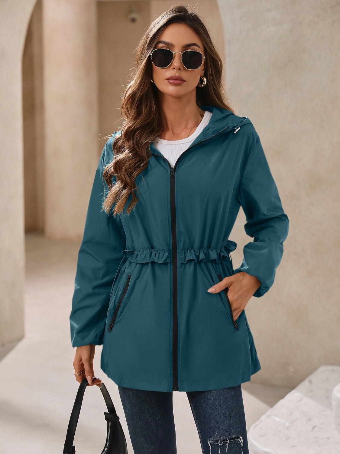 Ivy Lane Outdoor Waterproof Long Sleeve Hooded Windbreaker - EMMY