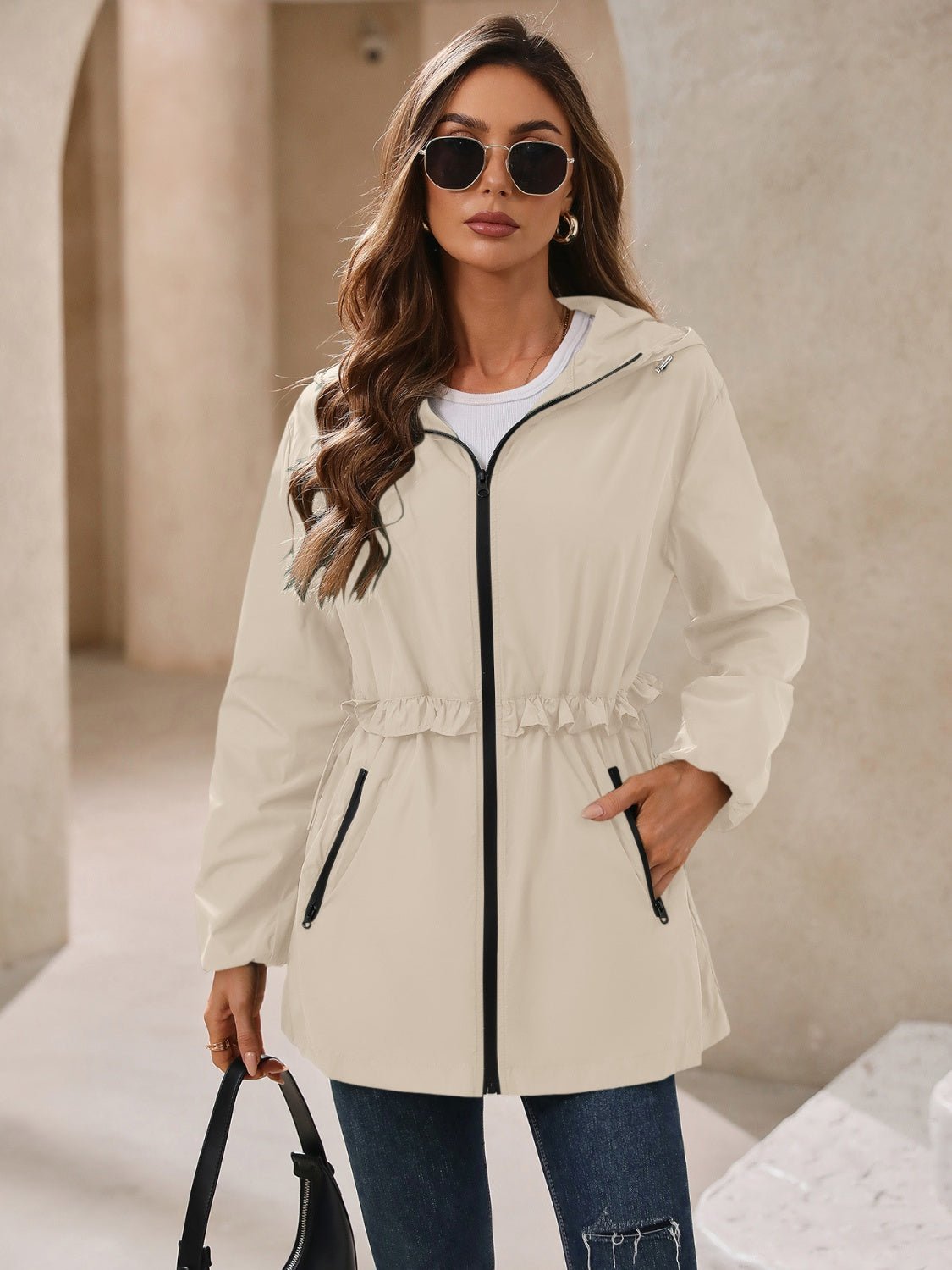 Ivy Lane Outdoor Waterproof Long Sleeve Hooded Windbreaker - EMMY