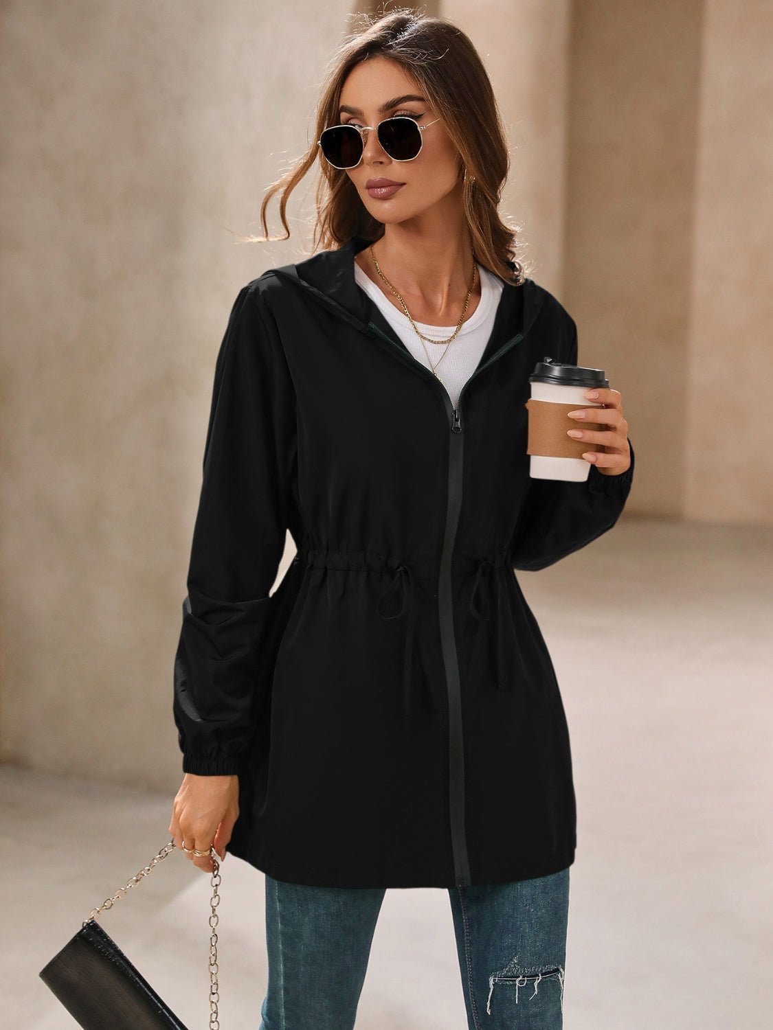 Ivy Lane Outdoor Waterproof Long Sleeve Hooded Windbreaker - EMMY