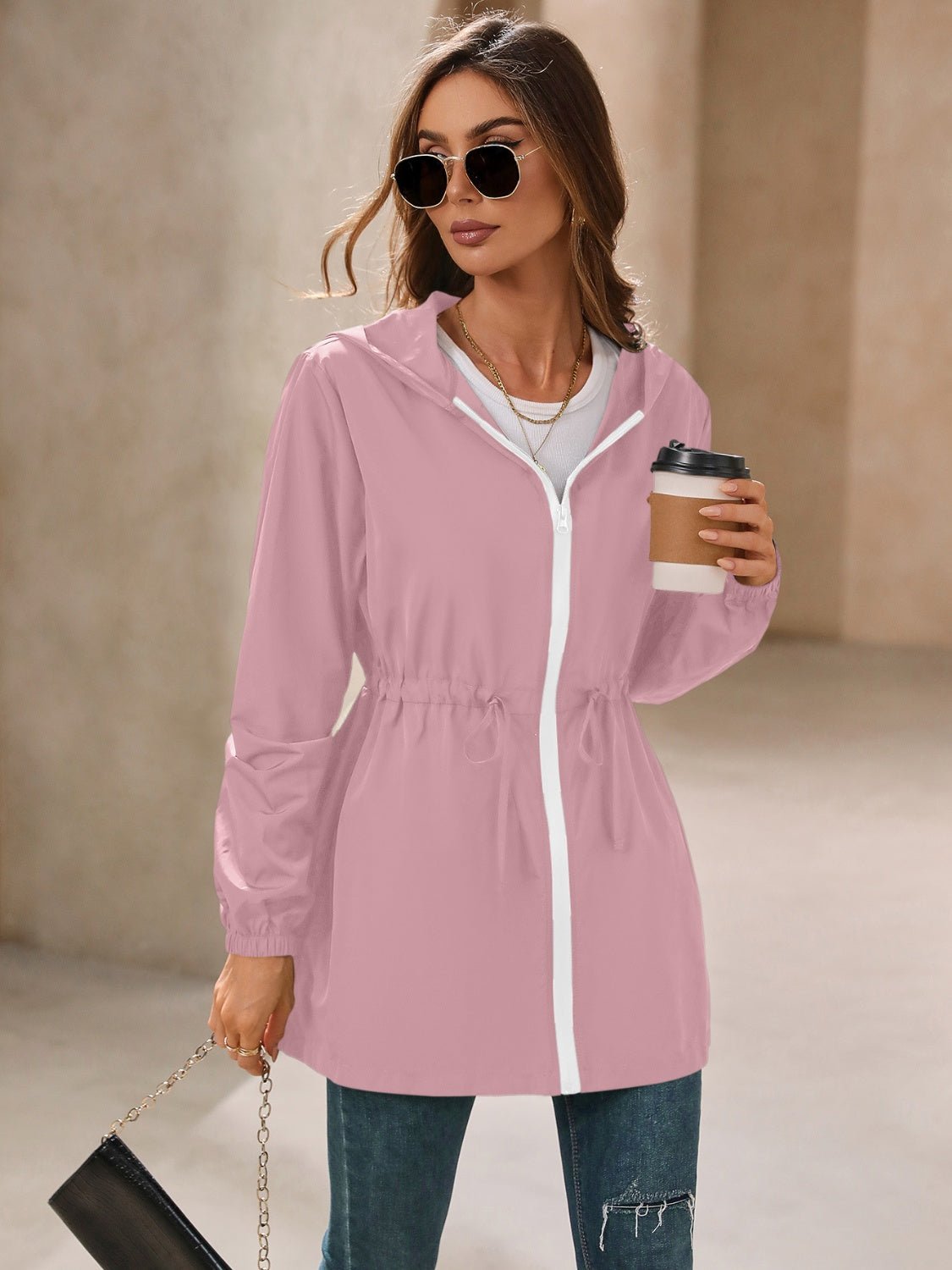 Ivy Lane Outdoor Waterproof Long Sleeve Hooded Windbreaker - EMMY