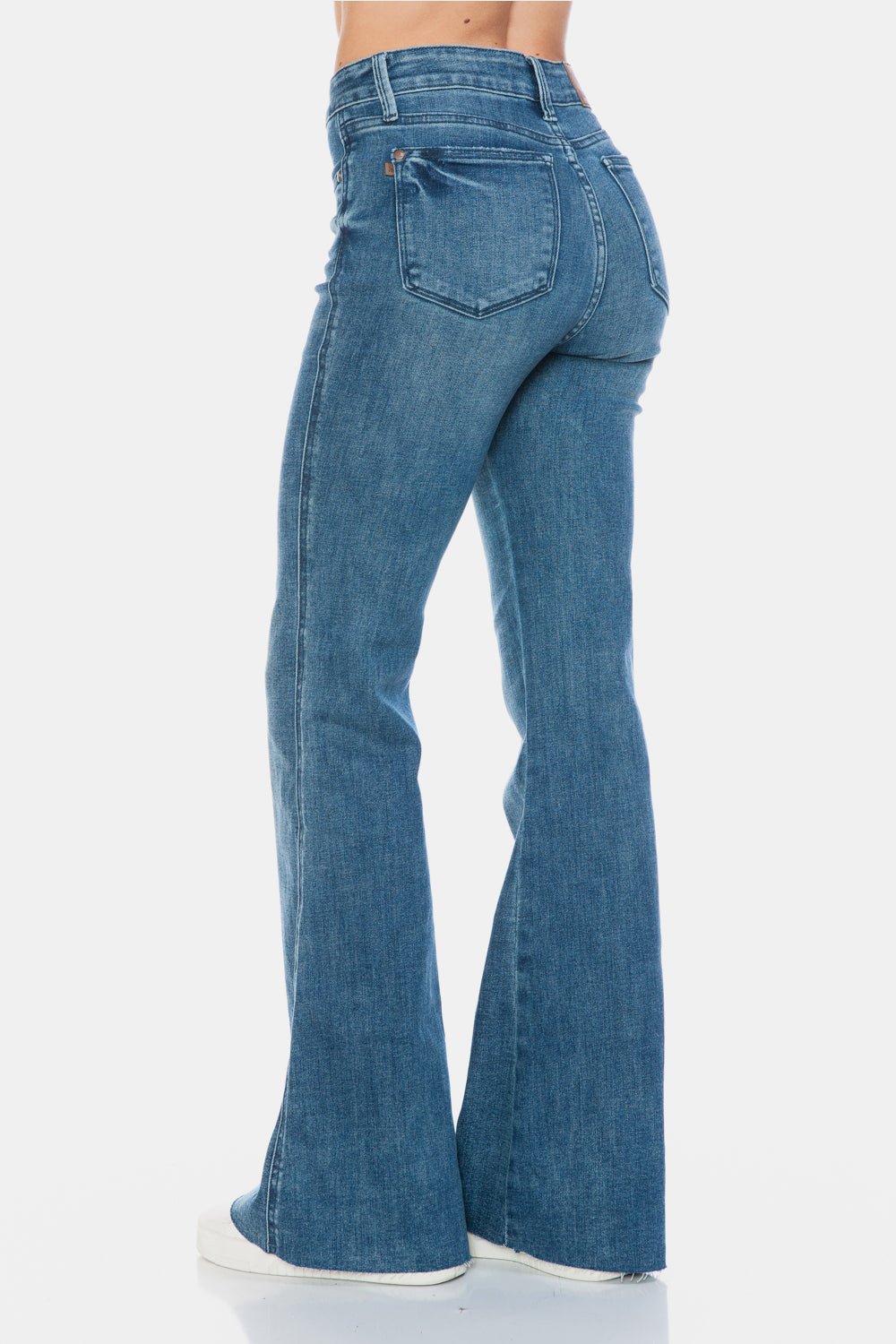 Judy Blue Full Size Tummy Control Cut Hem Flare Jeans - EMMY