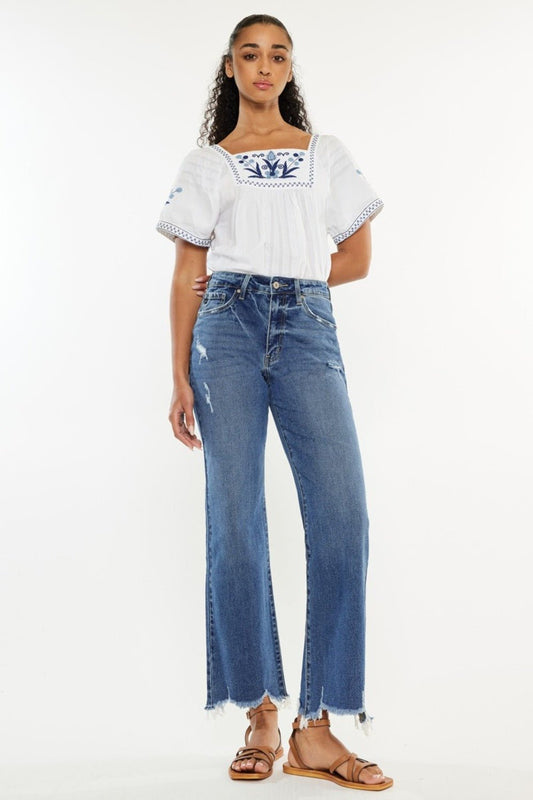 Kancan Full Size High Rise Slim Wide Leg Jeans - EMMY